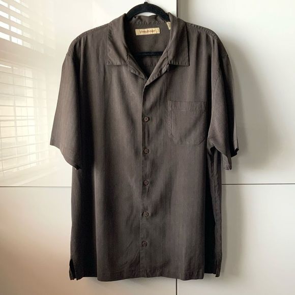 Tommy Bahama Other - Tommy Bahama Brown 100% Silk Dress Shirt Size XL